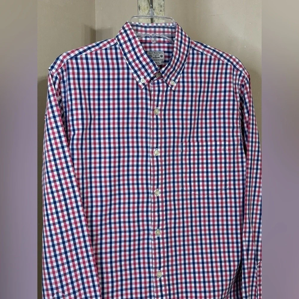 J. Crew Red and Blue Plaid Button Down Shirt Sz Medium